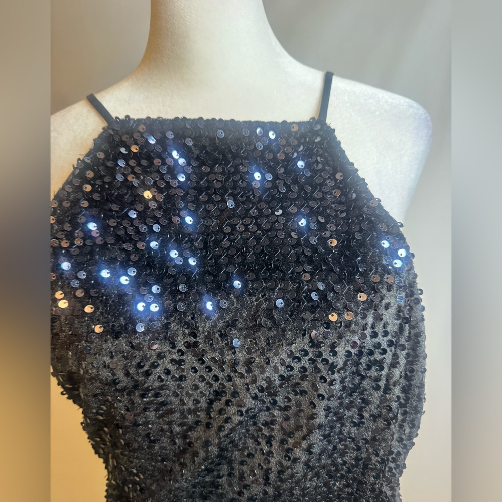 Express Black Sequin Mini Dress, Variable Strap L… - image 2